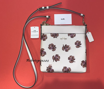 coach kitt messenger crossbody rose print chalk