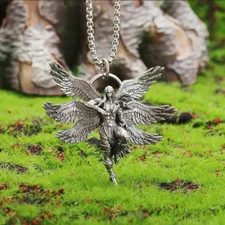 Seraph Warrior Jewelry Vintage Silver Sexy Angel Standing Pendant Necklace