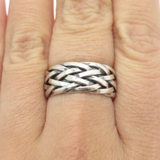 925 Sterling Silver Vintage Woven Band Ring Size 7.75