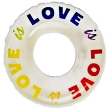 Take Pride Rainbow Pool Float 33" | “Love is Love” LGBTQ Ring | Inflatable Decor