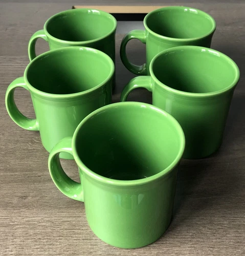 (5x) Fiesta D-Handle Coffee Mug Shamrock Green Homer Laughlin