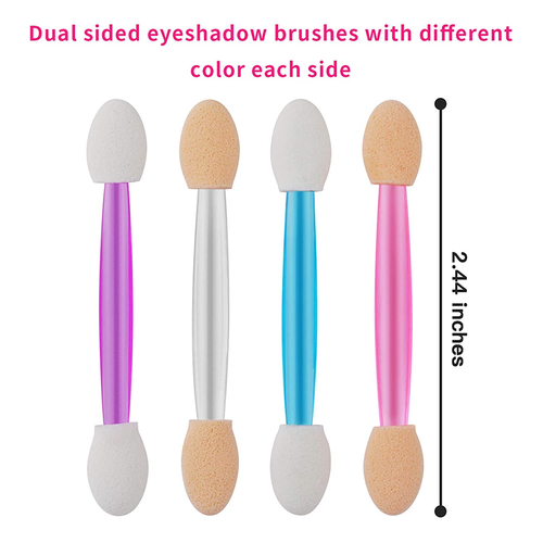 120PCS Disposable Dual Sides Eye Shadow Sponge Applicators with Container, 4 Col - Picture 2 of 12