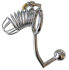 BDSM Edelstahl Cockring Anal Hook mit Metall Peniskäfig Keuschheitskäfig Herren