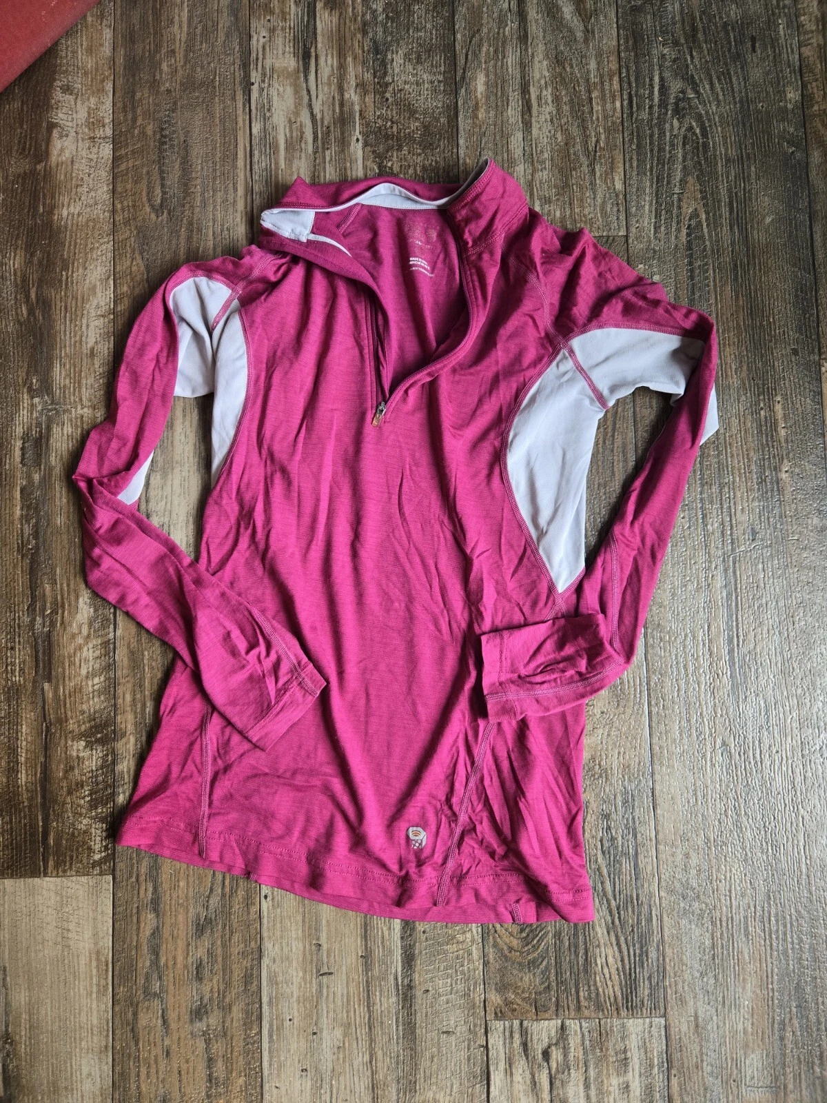 Mountain Hardwear Merino Wool 1/4 Zip Baselayer Top - Pink - Womens Small