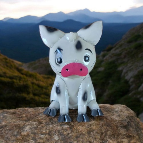 🇲🇽"MEXICO" Rustic Metal Art, Pig Pua Black and White Yard, Garden, Home Decor