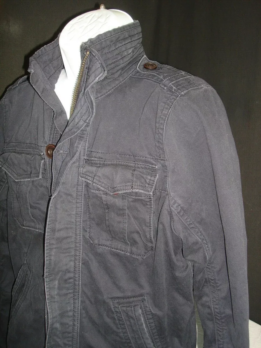 ABERCROMBIE & FITCH DK. BLUE COTTON MILITARY REDFIELD JACKET BOY'S Sz XL  16-18