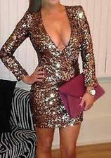 ICONIC BNWT 6 FRENCH CONNECTION ALEXIS SAMANTHA GOLD SEQUIN  PARTY DRESS XMAS