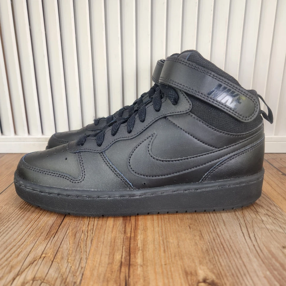 Nike Court Borough Mid 2 Womens 7.5 (6Y) Triple Black Sneakers Shoes CD7782-001 - Image 3 of 4