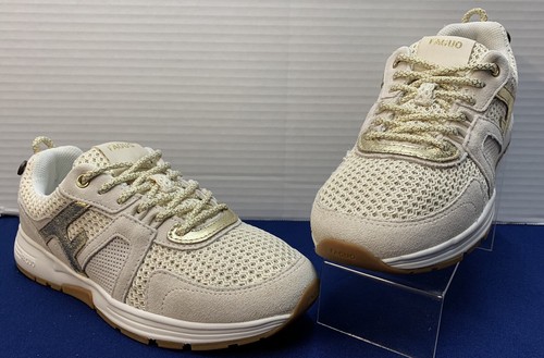 Faguo Willow Metallic Gold Suede Mesh French Sneakers US 7.5 EUR 39 Runs Big EUC
