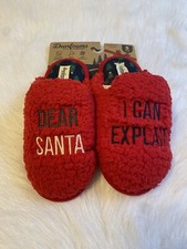 Dearfoams Slippers Womens Size Small 5-6 Red Fuzzy Soft Slip On Christmas Shoes