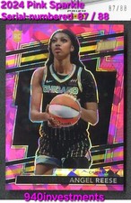 2024 Panini National VIP RC10 Angel Reese Pink Sparkle Serial # 87/88 Sky Rookie