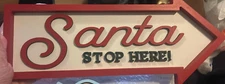 Santa Stop Here Sign Plaque  Xmas Decor Decoration