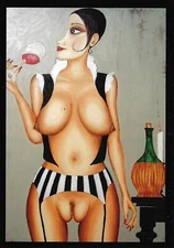 Manufacture Alek Sander Oil Naive Madame C Golden 1920s Art Card 18/1