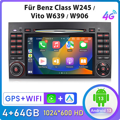 CD DVD 4+64GB Android Radio Für Mercedes W245 W639 W906 Vito Navi Carplay GPS FM