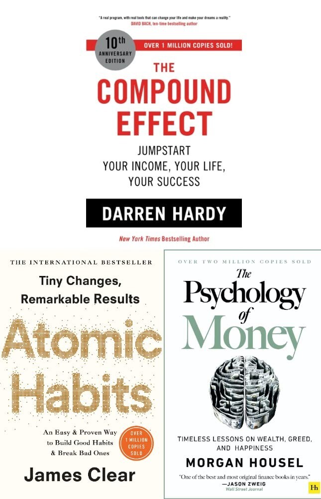 Atomic Habits James Clear, Compound Effect, Psychology of Money 3 Books Set