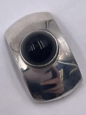 STERLING SILVER 925 BLACK ONYX MODERNIST SLIDE PENDANT