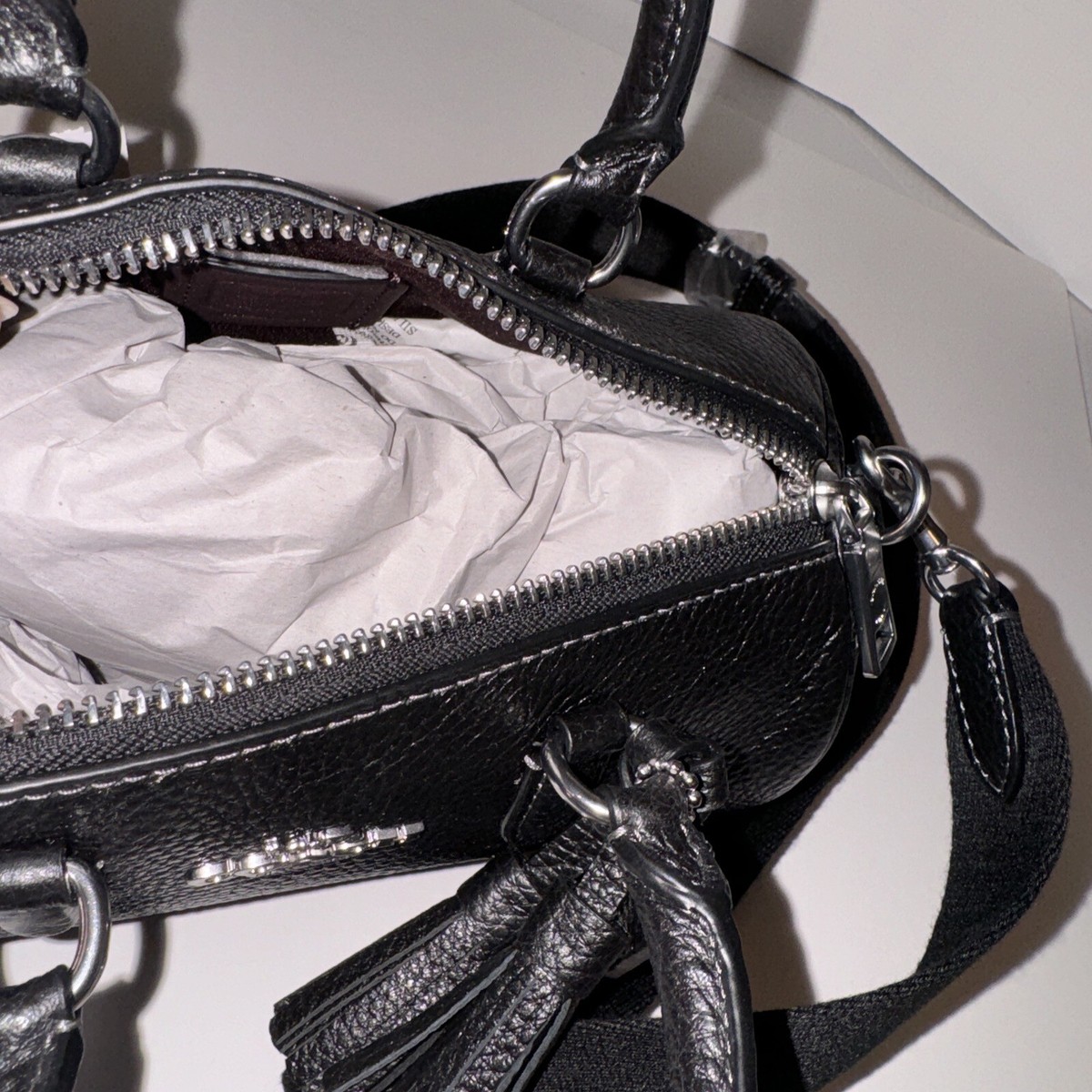 バッグ COACH lacey New COACH Lacey Crossbody In Refine Pebble Leather Black Silver