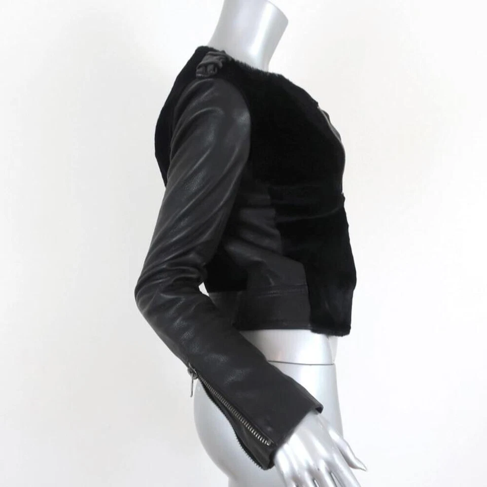 A.L.C. Chaqueta Moto Sadie Cuero Negro y Piel de Canguro Talla 2 Foto 4 de 4