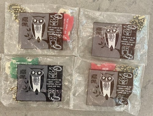 4 Nite Glow In Dark Ralph Hockett Greenfield IN Advertising Owl Keychains 1970s - Picture 4 of 8