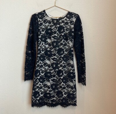 chinese dress ladies Theory Women's Aronella Lace-Yoke Crepe Dress Black