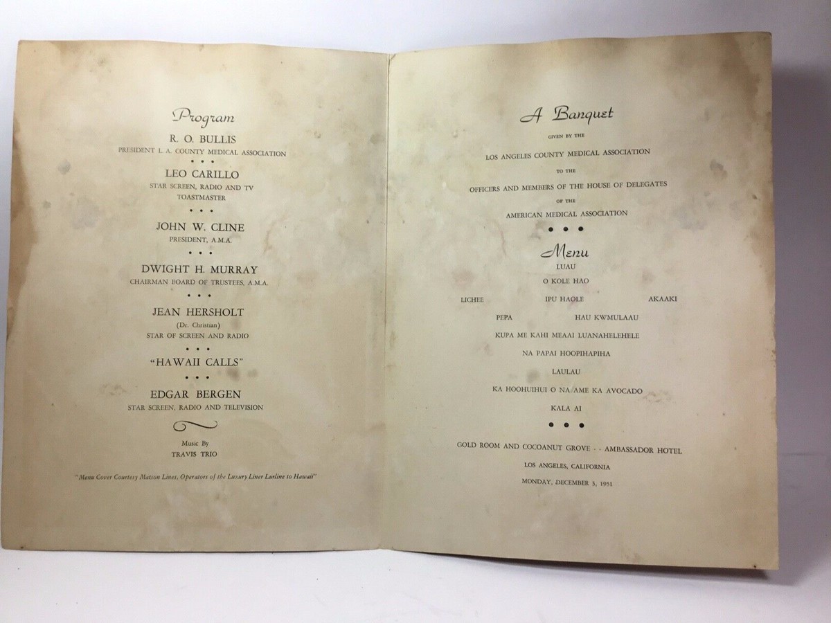 レア40年代オリジナルMatsonマトソンラインディナーメニューフラッグ他セット Original menus and menu cover art for Matson Line Cruise