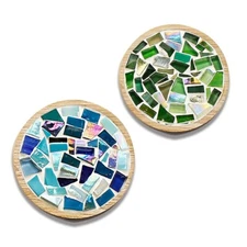I DO Mosaic Tile Tea Coaster DIY Kit Circular Round Cup Holder 2pcs NWT 223967