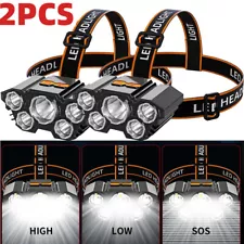 2X Headlamp Rechargeable Super Bright LED Head Light Forehead Flashlight Outdoor