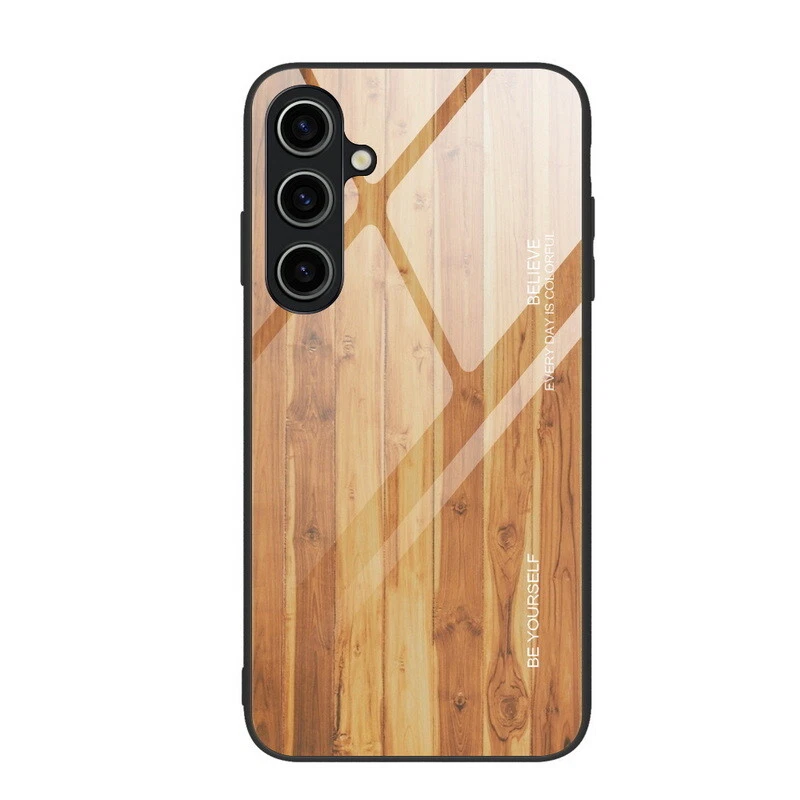 Wood Pattern Glass Phone Case for Samsung S24 Ultra S23 FE S22 A54 A53 A14