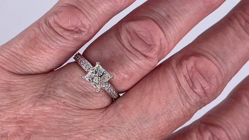 1.59 Carat Princess Diamond Engagement White Gold Ring EGL, USA - Video 1 of 1