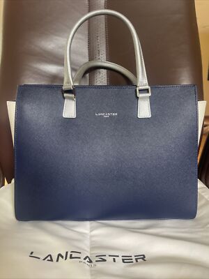 LANCASTERバック Lancaster Paris Handbag Satchel Bag Blue White with Dust Cover