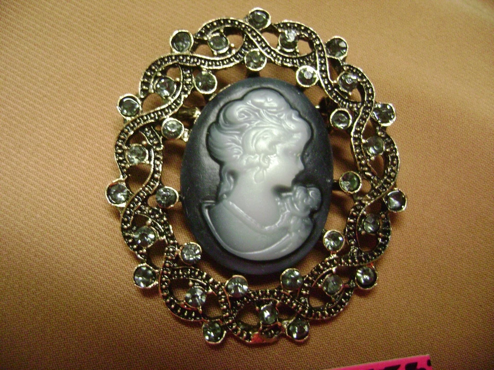 НОВЫЙ С ЯРЛЫКАМИ BETSEY JOHNSON СО СТРАЗАМИ ОВАЛЬНЫЙ ВИКТОРИАНСКИЙ ЛЕДИ КАМЕЯ БРОШЬ. ПРОДАВЕЦ ИЗ США - Изображение 2 из 4