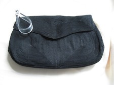 Vintage Corde Black Clutch Purse with Clear Lucite Handle Snap Closure Corde Tag