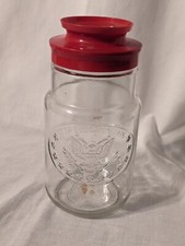 Vintage Anchor Hocking 1776 1976 Bicentennial Glass Jar Election Red Lid Tang