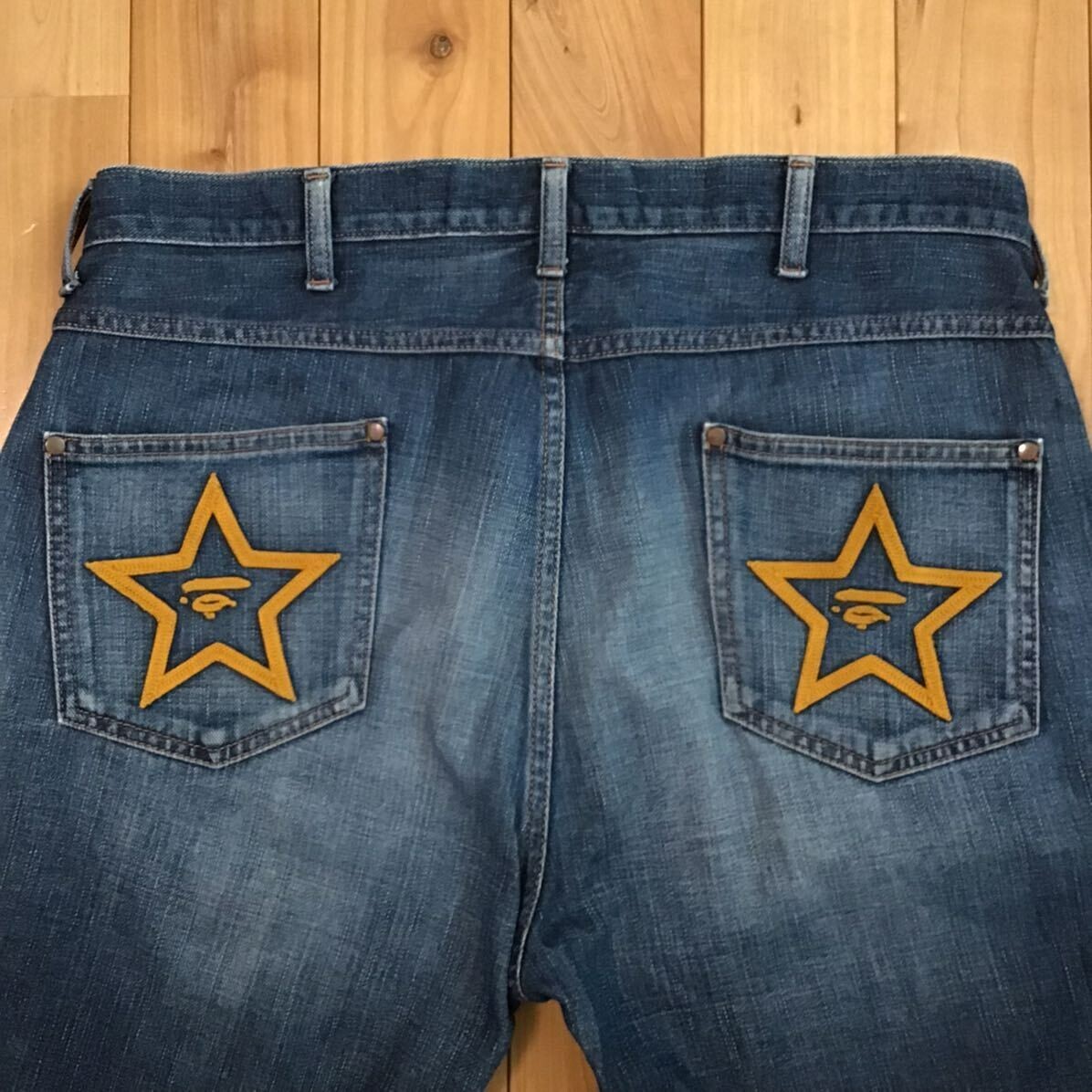 BAPE STA logo embroidered denim pants A Bathing Ape Size L