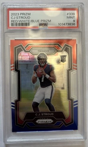 2023 Panini Prizm C.J. Stroud #339 Red White & Blue Prizm Rookie PSA9