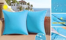 Outdoor Waterproof Throw Pillow Covers 16x16 16" x 16" Pack of 2 Sky Blue