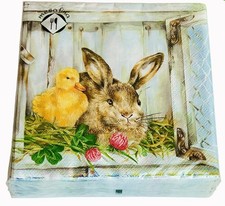 40 ct European Cocktail Paper Napkins - Cute Bunny Ducky friends