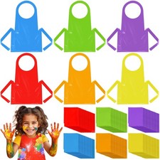 120 Pieces Colorful Disposable Aprons for Kids Thick Plastic Waterproof Polyt...