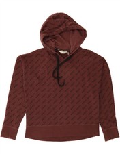 DKNY Womens Graphic Hoodie Jumper UK 10 Small Brown Cotton BV04