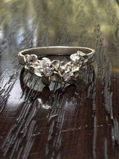 Hawaiian Jewelry Sterling Silver Plumeria 4 Flower Lei Wedding Ring Band PLU 925