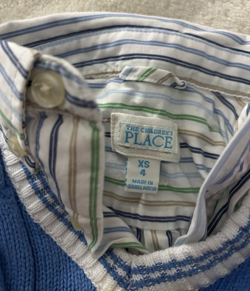 Chicos The Children’s Place Suéter Chaleco y Botones Combo Azul Talla 4 Foto 2 de 4