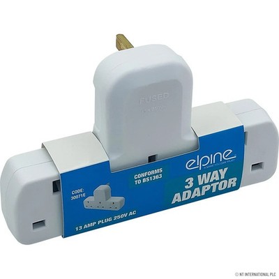 2X 3-WEGE GANG STECKER UK 13 AMP NETZSTECKDOSE ADAPTER KONVERTER WEISS