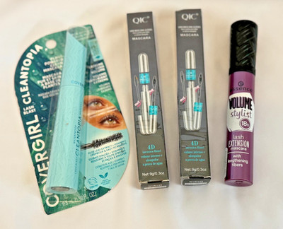 Mascara Makeup Lot of 4 CoverGirl Cleantopia, QIC 4D, & Essence Lash Bundle