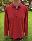 Zegna Sport Polo Homme L Rouge Uni Col Gris Manches Longues Coton Piqué