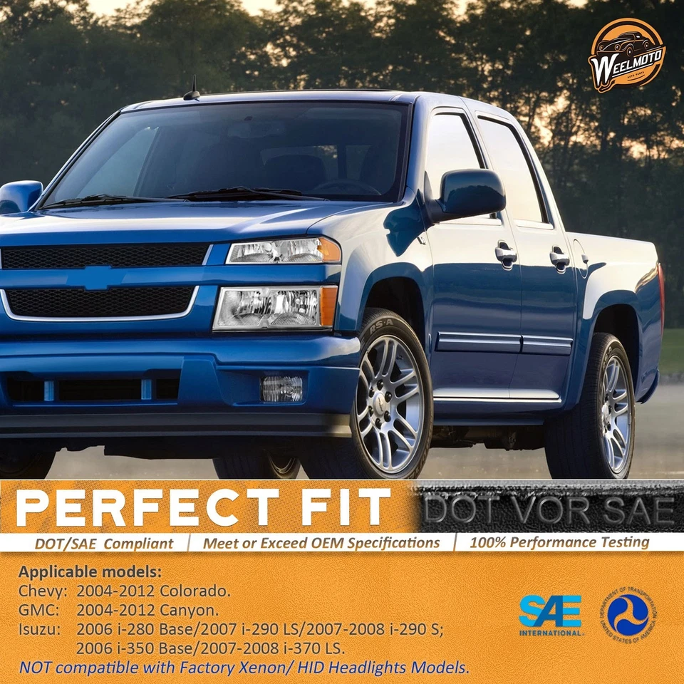 Pair Headlights Assembly For 2004-2012 Chevy Colorado GMC Canyon Chrome Headlamp Foto 2 de 4