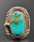 Vintage Navajo Southwest Sterling Silver Turquoise Ring Sz 6.5 Marked "T"