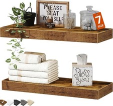Bathroom Floating Shelves for Wall - 15.7" Wall Mounted Shelf over Toilet Farmho