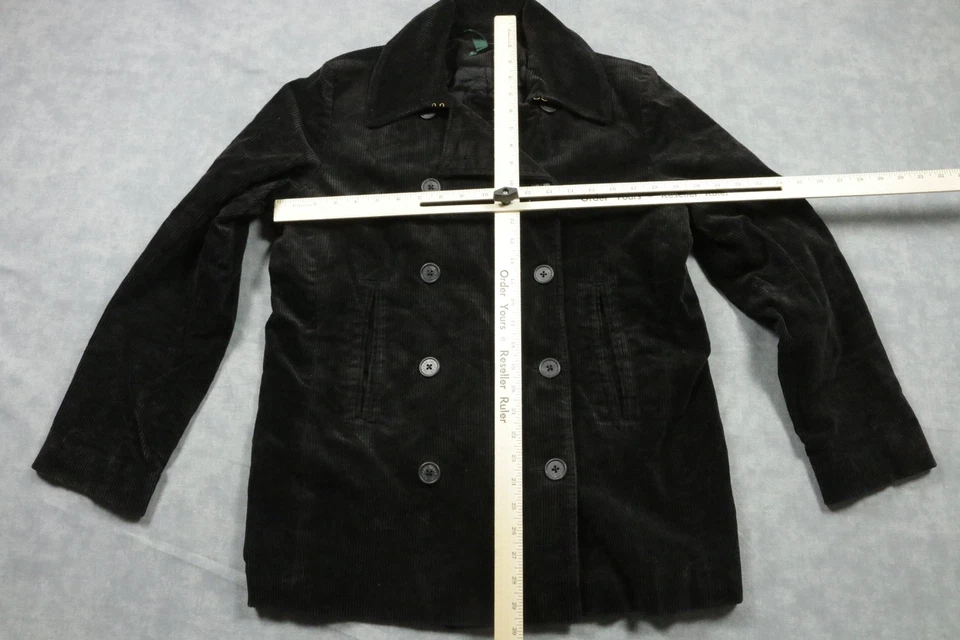 Abrigo para mujer Lauren Jeans Company Ralph Lauren grande negro pana chaquetón Foto 3 de 4