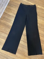 Escada Wool Silk Black Dress Pants Side Zip Small 34