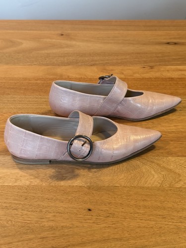 FREDA SALVADOR Ivy Croco Embossed Pointed Toe Mary Jane Flat 35